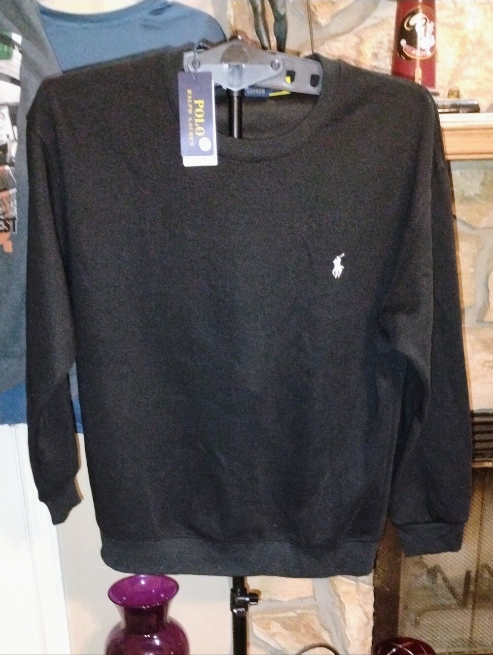 Polo by Ralph Lauren Black Crewneck Sweatshirt with White Pony